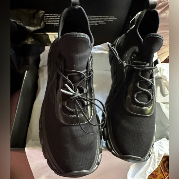 PRADA Men's Allacciate Rush Triangle Logo Knit Sneakers - Picture 14 of 17